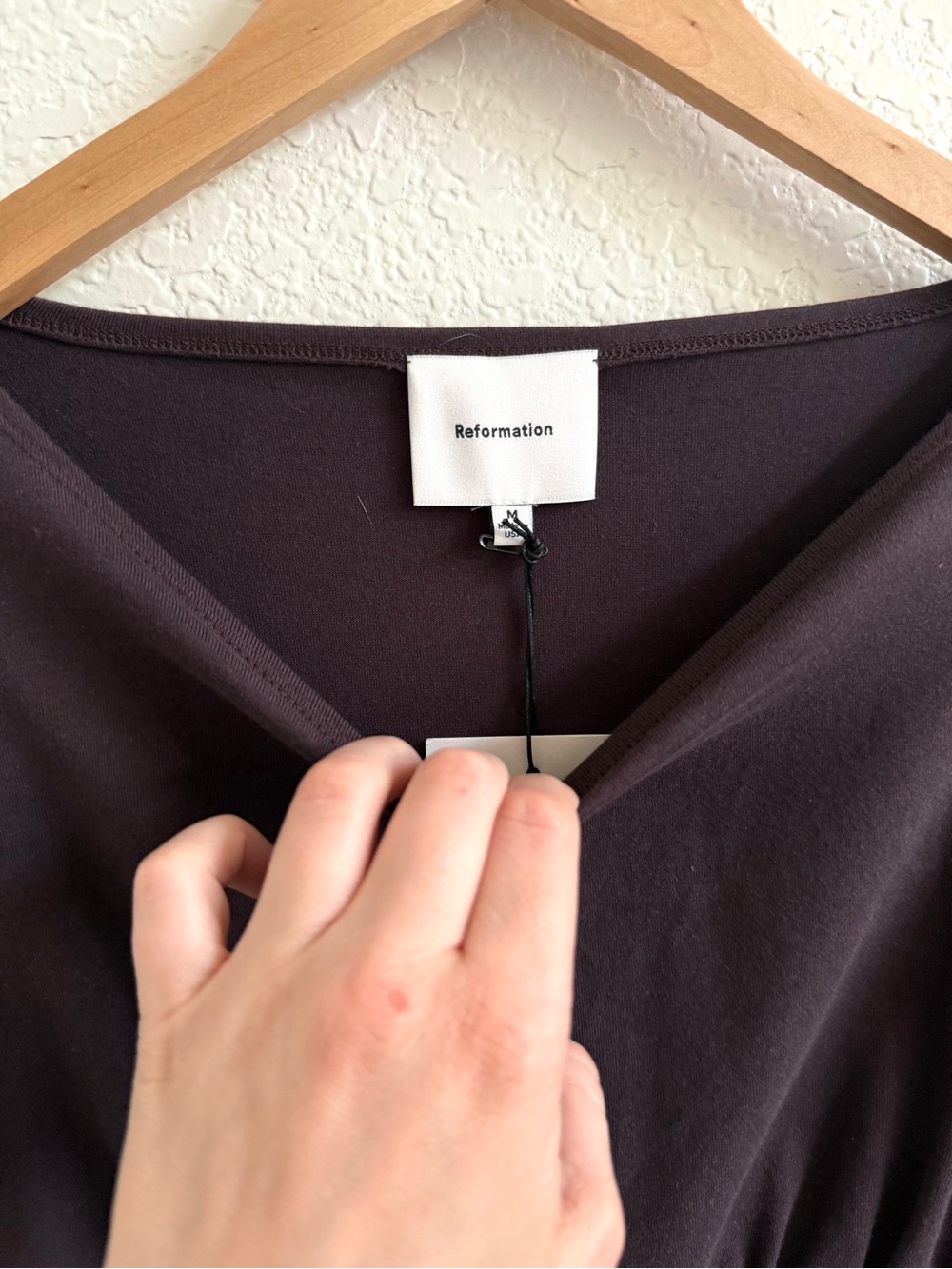 Reformation Melissa Knit Dress in Black Currant or Dark Brown Size M Long Sleeve - Picture 5 of 8
